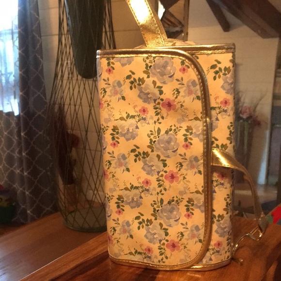 Handbags - Floral & Silver Makeup Case
